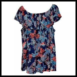 J Jill Love Linen Tropical Sarasa Top Size Medium